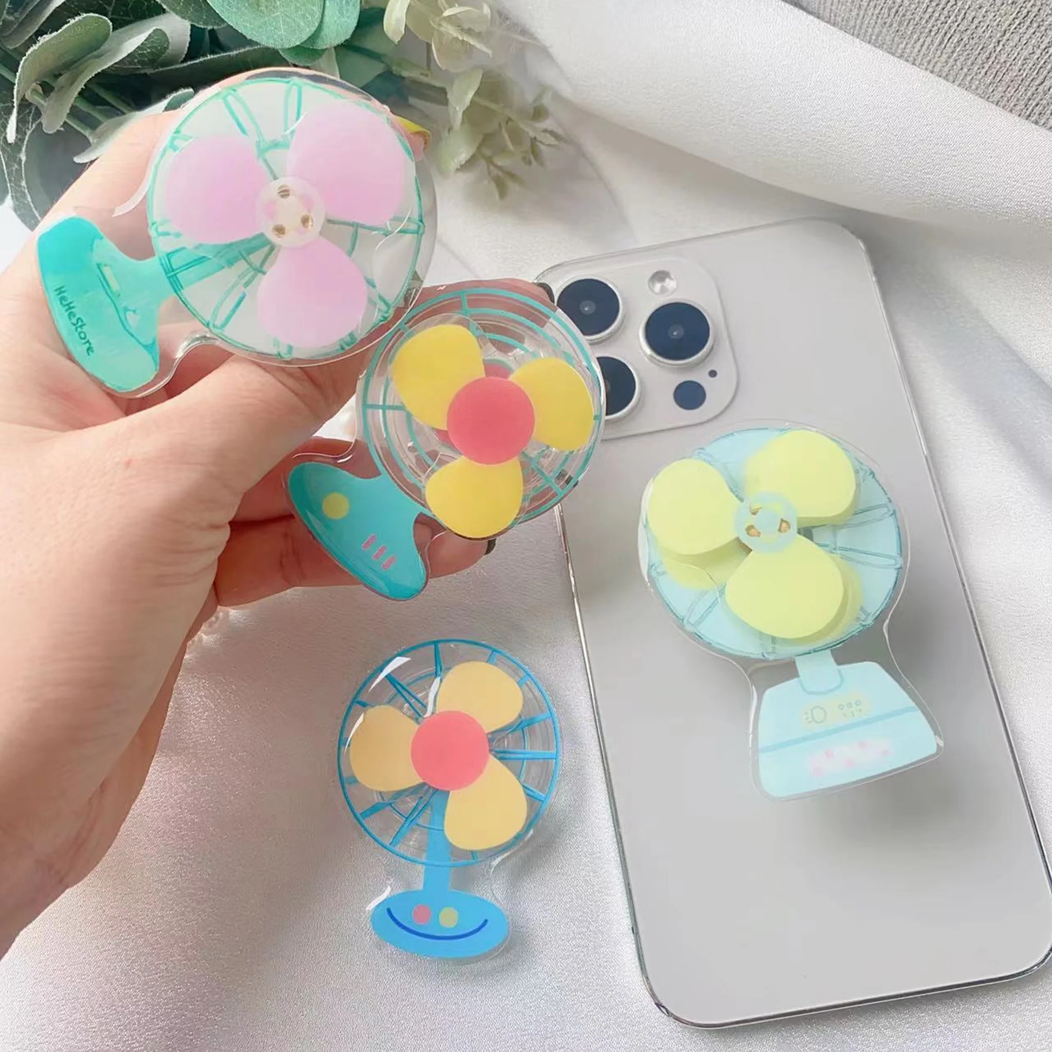 3D Rotating Mini Fan Phone Grip Stand Holder