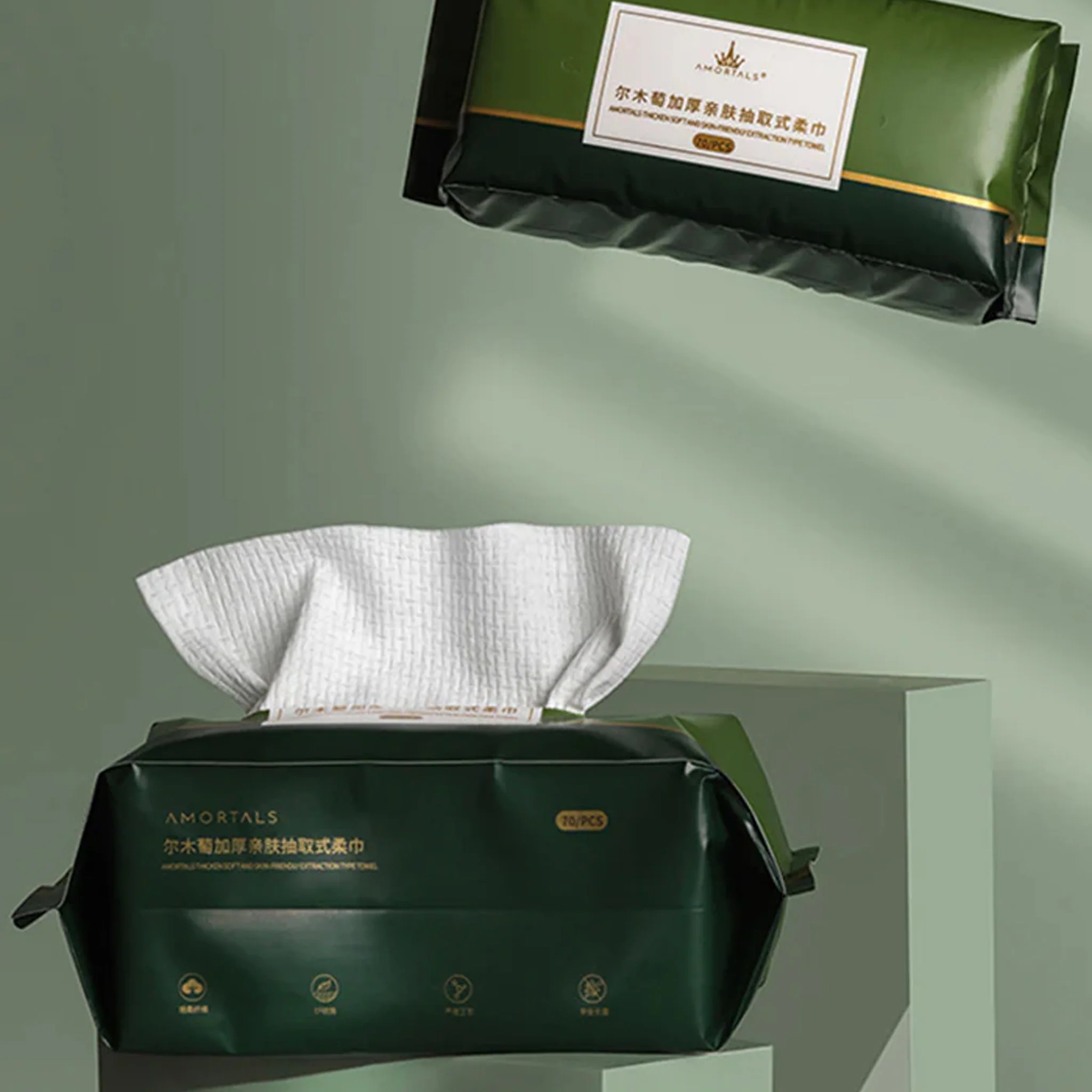 AMORTALS Disposable Ultra Thick Facial Cleansing Tissue - Image 2