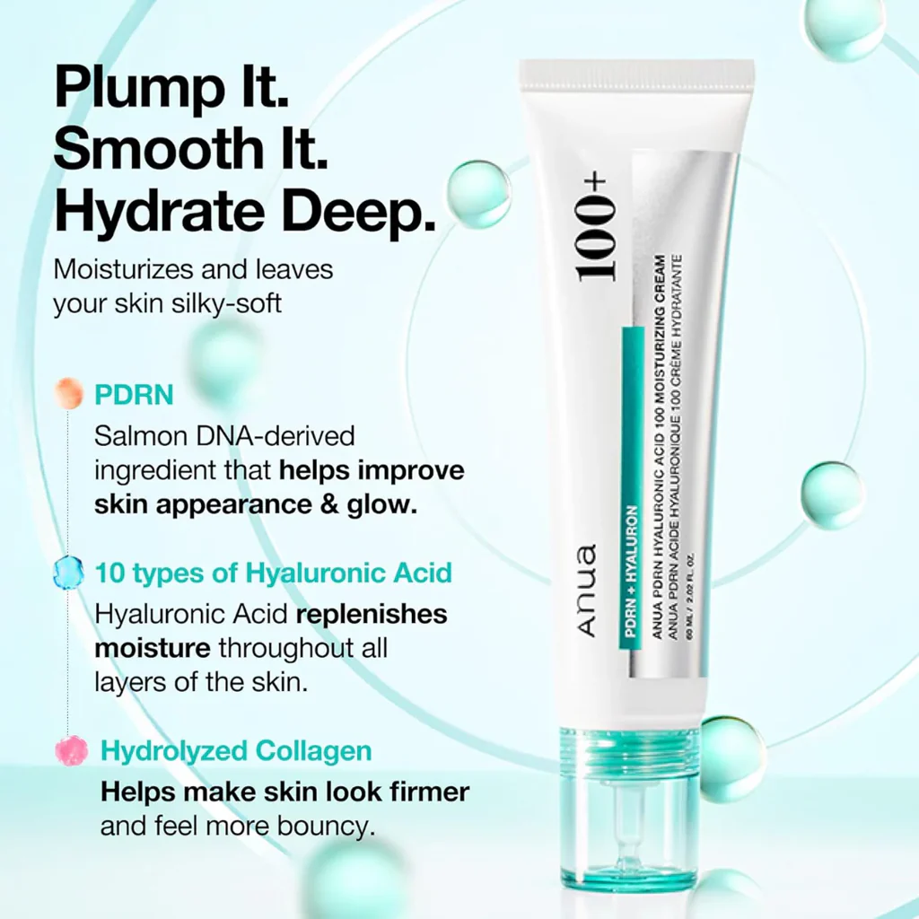 Anua PDRN Hyaluronic Acid 100 Moisture Cream 60 ml - Image 4