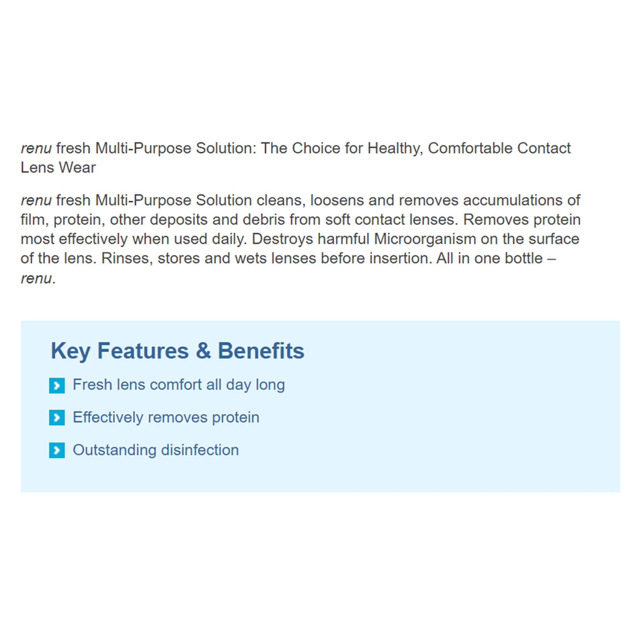 Bausch & Lomb Renu Fresh Contact Solution 480ml - Image 3