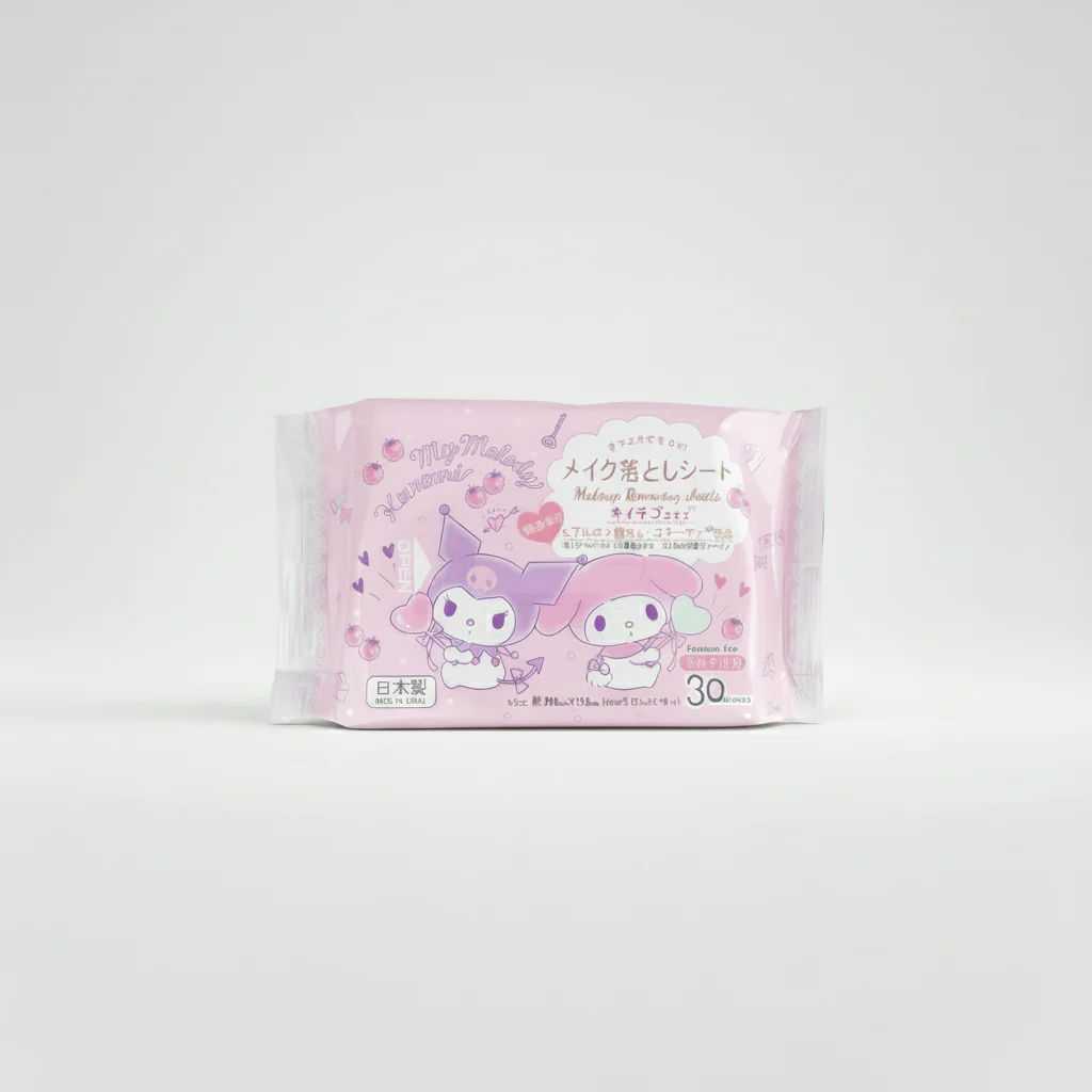 DAISO Makeup Removing Sheet Kuromi & My Melody 30 pcs