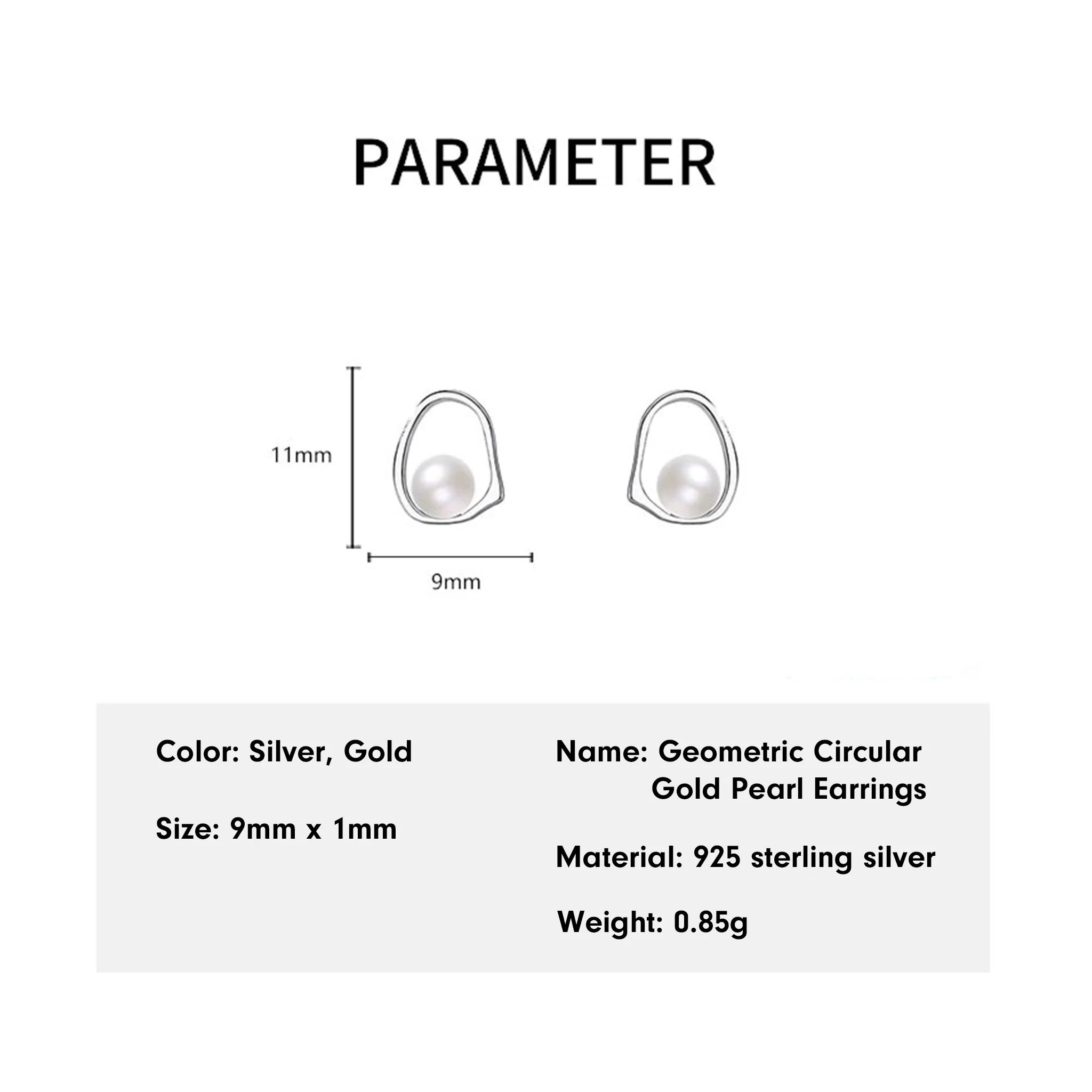 Geometric Circular Gold/Silver Pearl Earrings - Image 3
