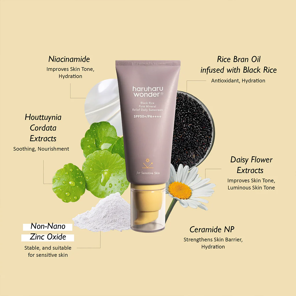 HARUHARU WONDER Black Rice Pure Mineral Relief Daily Sunscreen 50ml - Image 3
