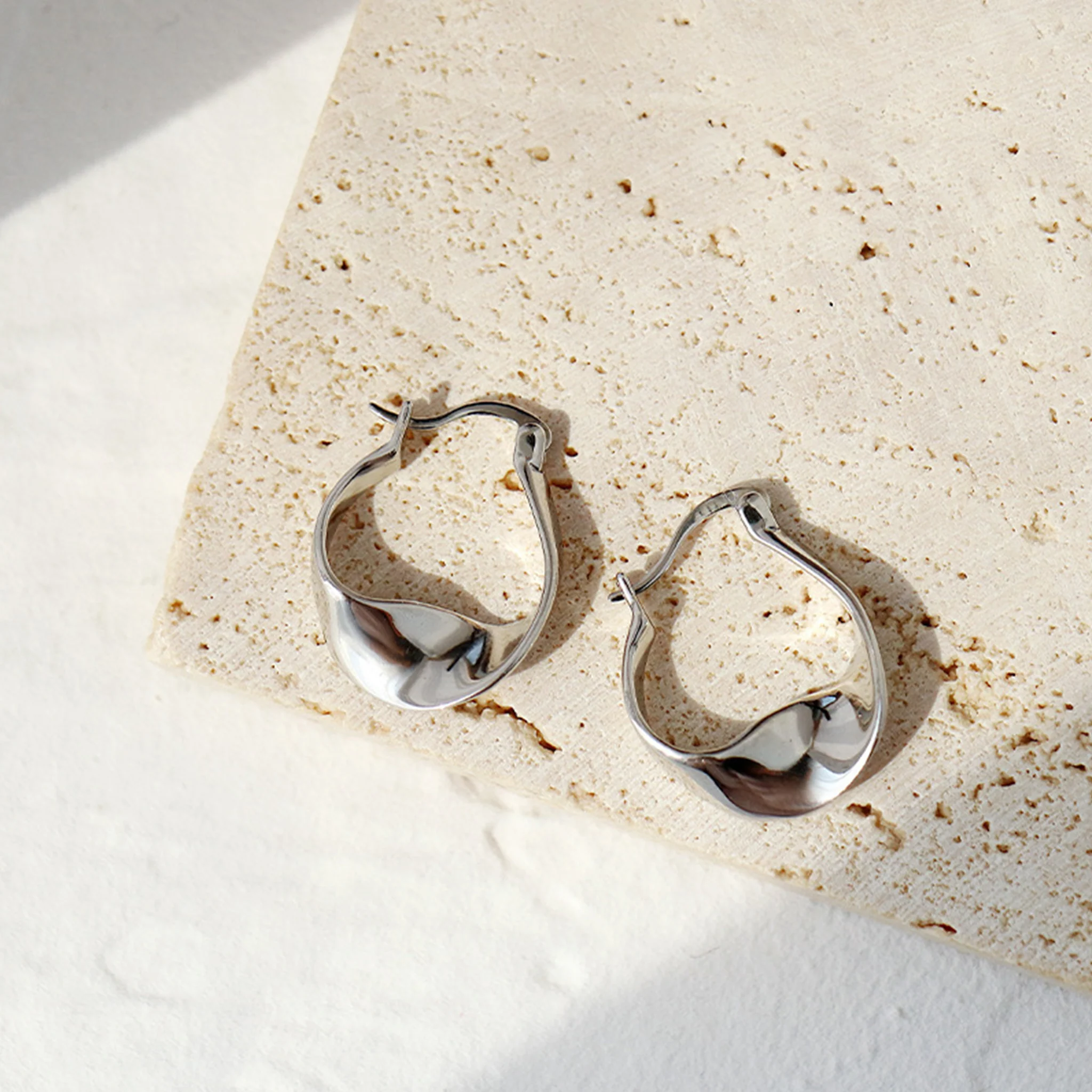 Irregular Wave Texture Earrings - Image 3