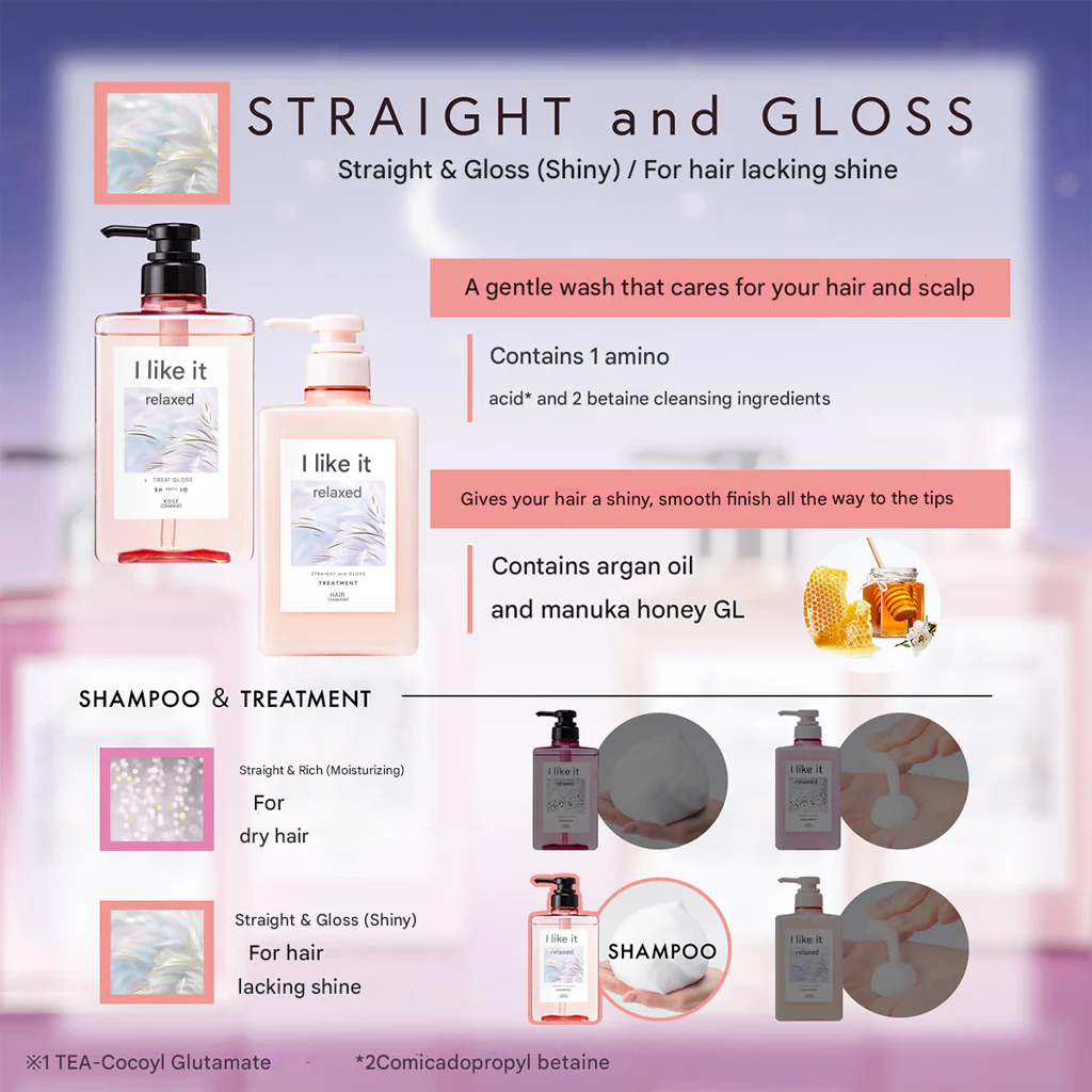 KOSÉ Je l'aime Relax Straight & Gloss Shampoo 480 ml - Image 4