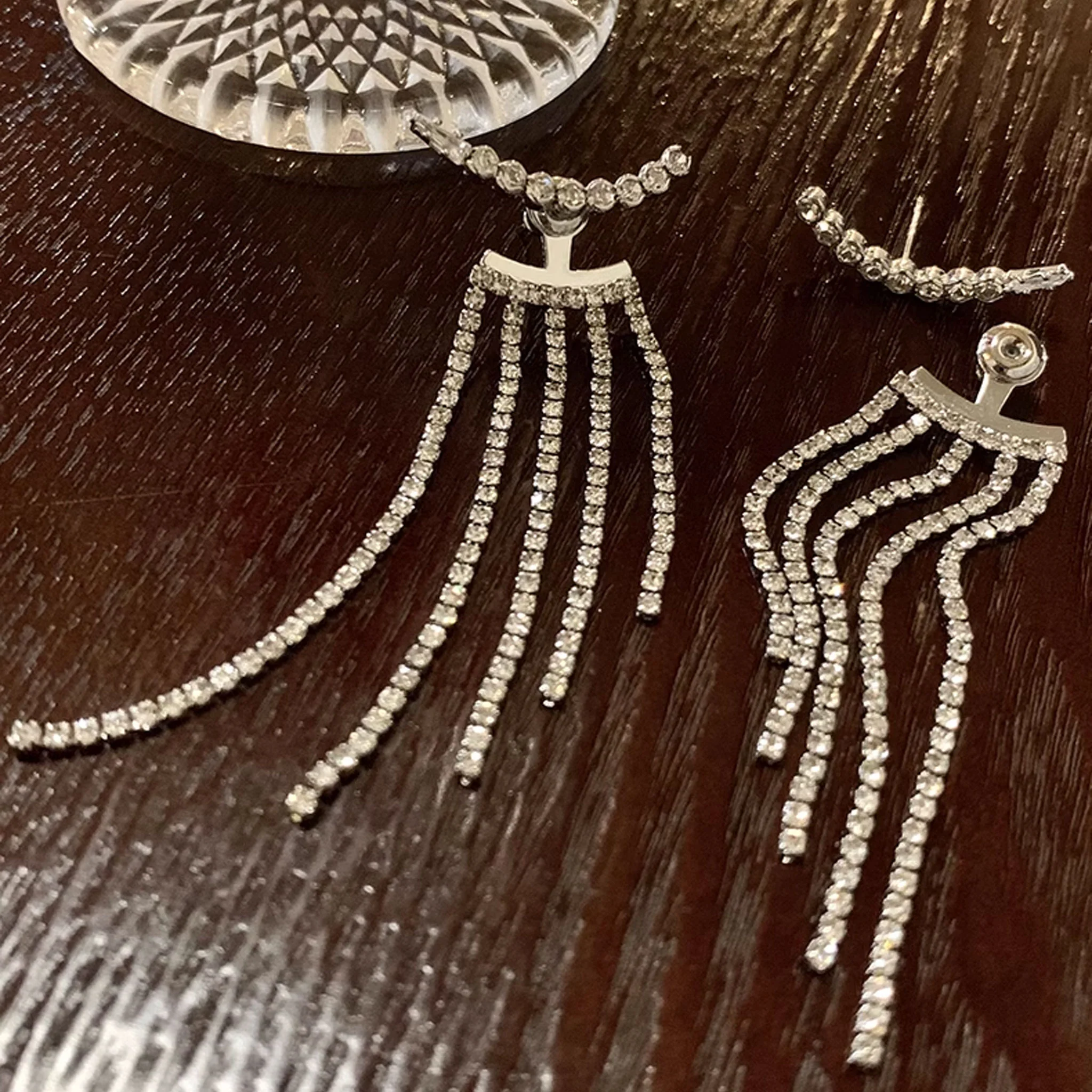 Long Tassel Earrings Fully Adorned 1pair - Image 5