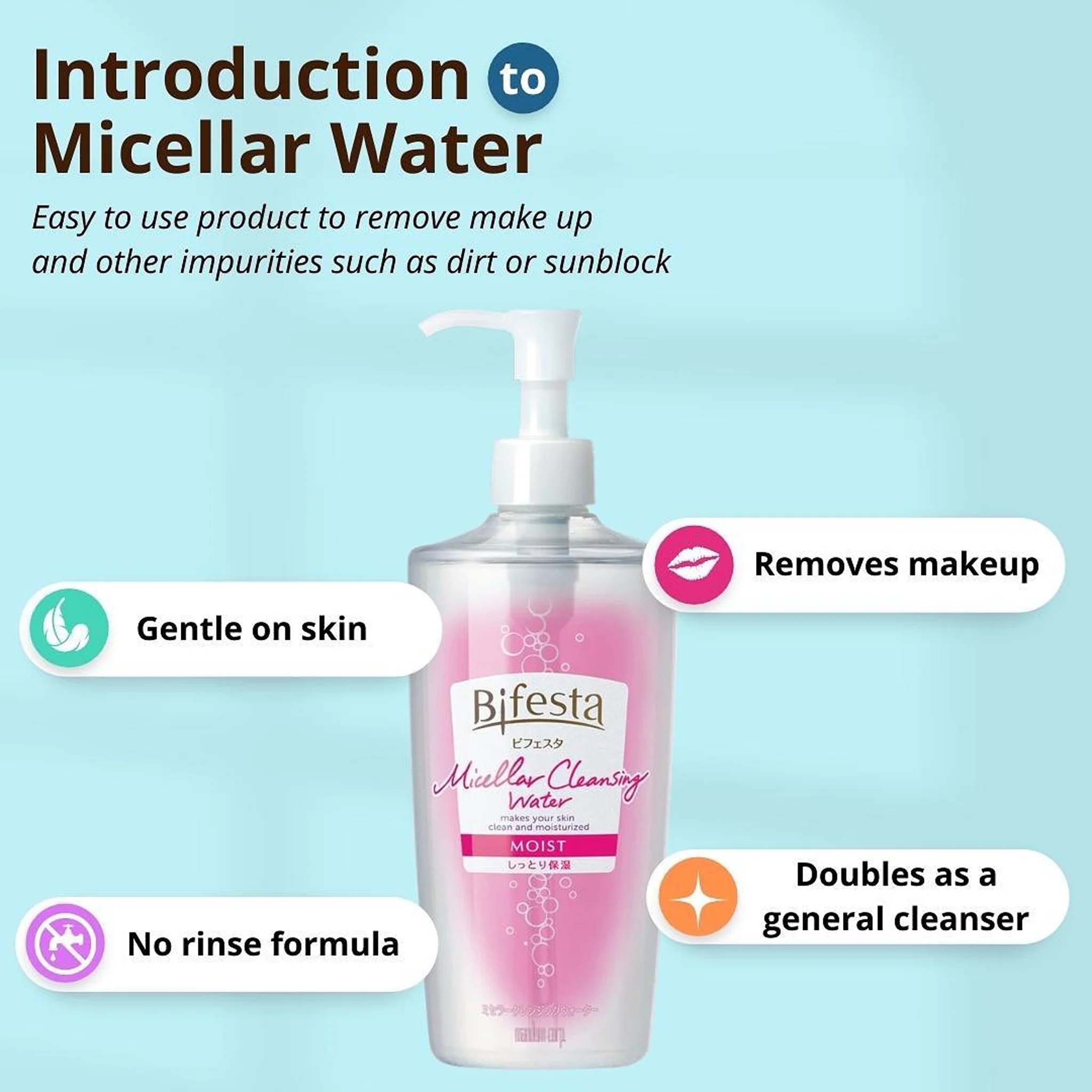 mandom Bifesta Micellar Cleansing Water Moist 400ml - Image 4