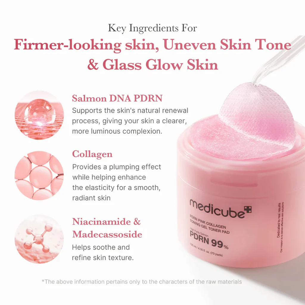 medicube PDRN Pink Collagen Toning Gel Toner Pad 70 pcs - Image 5