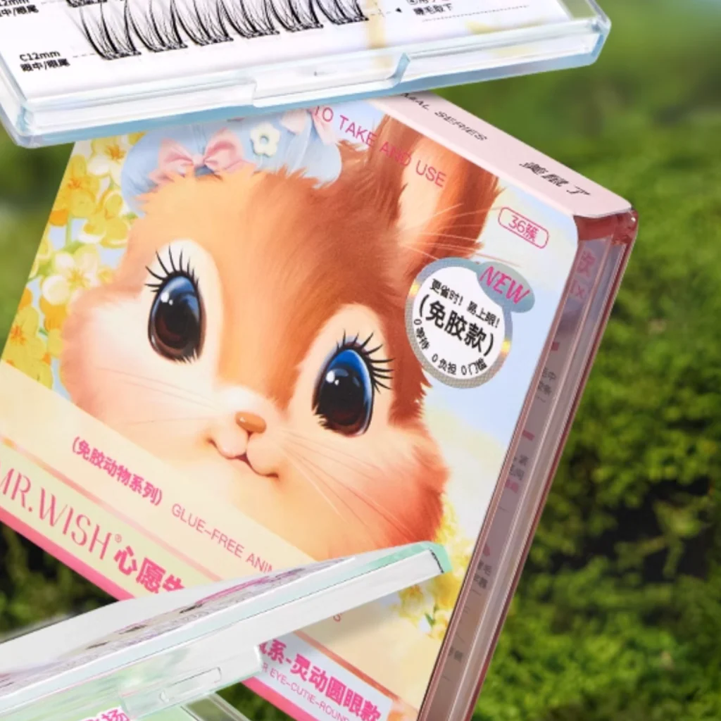 MR.WISH False Eyelashes Glue-Free Animal Series Hamster Eye-Cutie Round Eyes