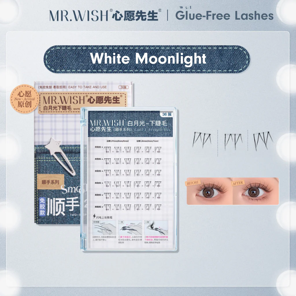 MR.WISH Glue-Free Lower False Eyelashes White Moonlight - Image 2