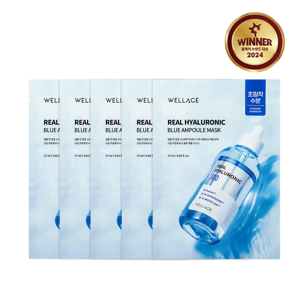 WELLAGE Real Hyaluronic Blue Ampoule Mask 5 Sheets - Image 2