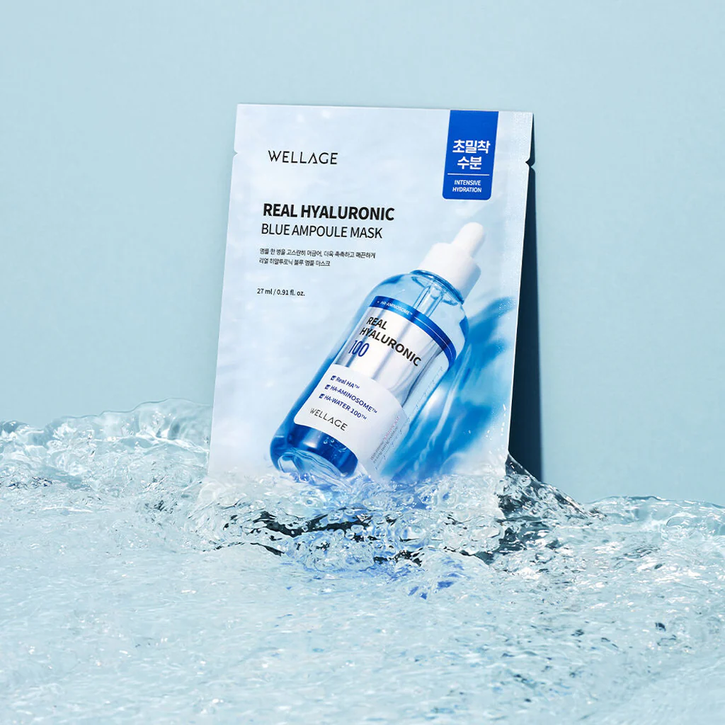 WELLAGE Real Hyaluronic Blue Ampoule Mask 5 Sheets - Image 3
