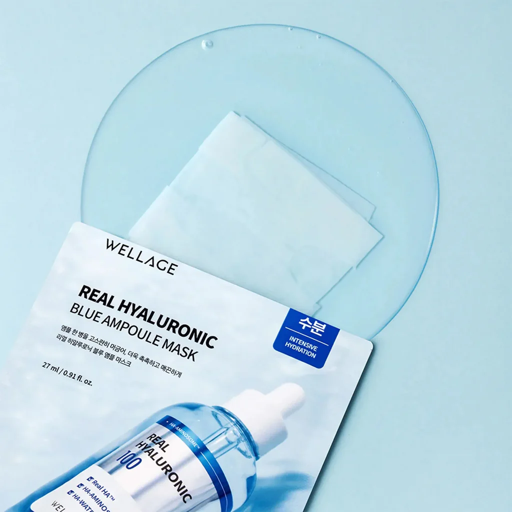 WELLAGE Real Hyaluronic Blue Ampoule Mask 5 Sheets - Image 4