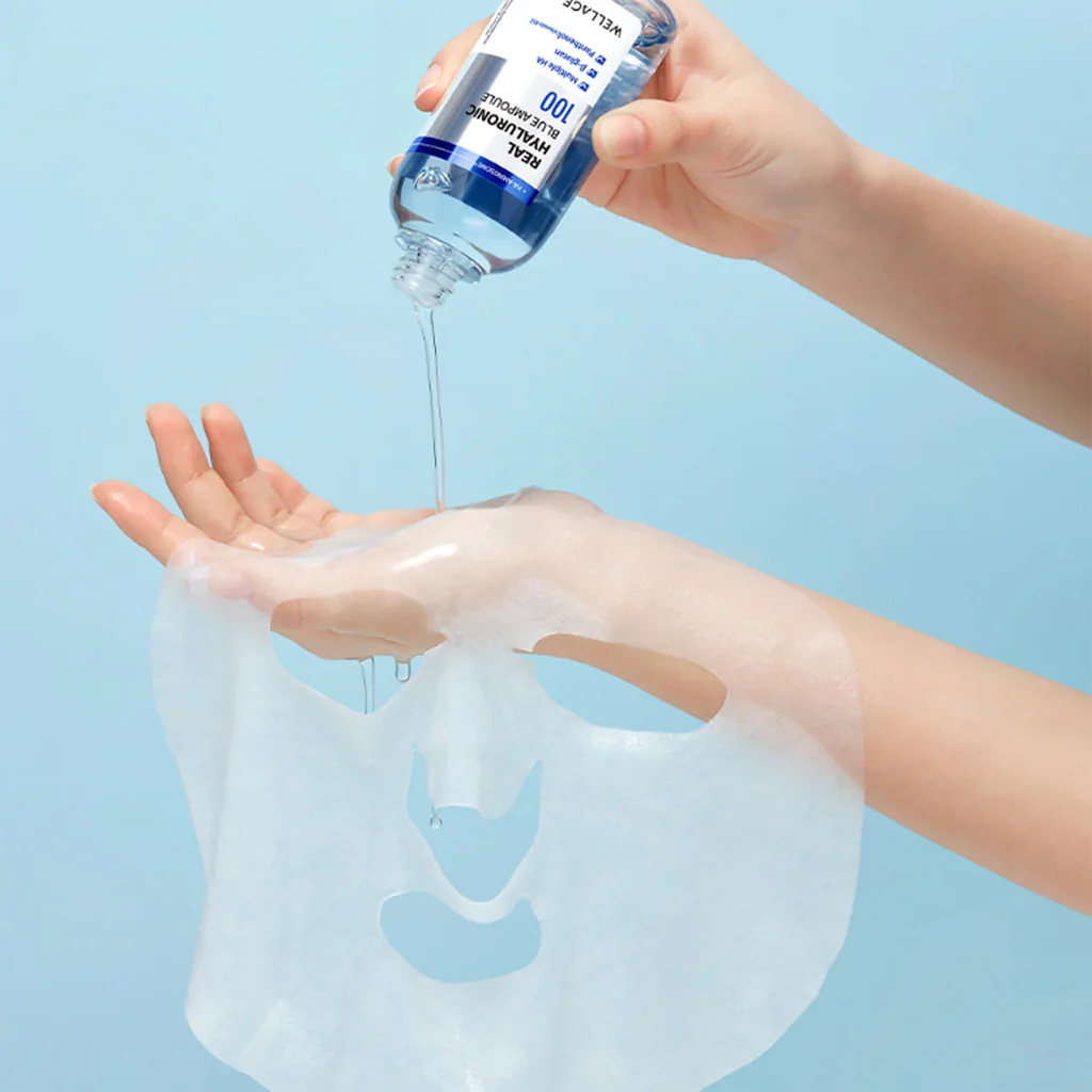 WELLAGE Real Hyaluronic Blue Ampoule Mask 5 Sheets - Image 5