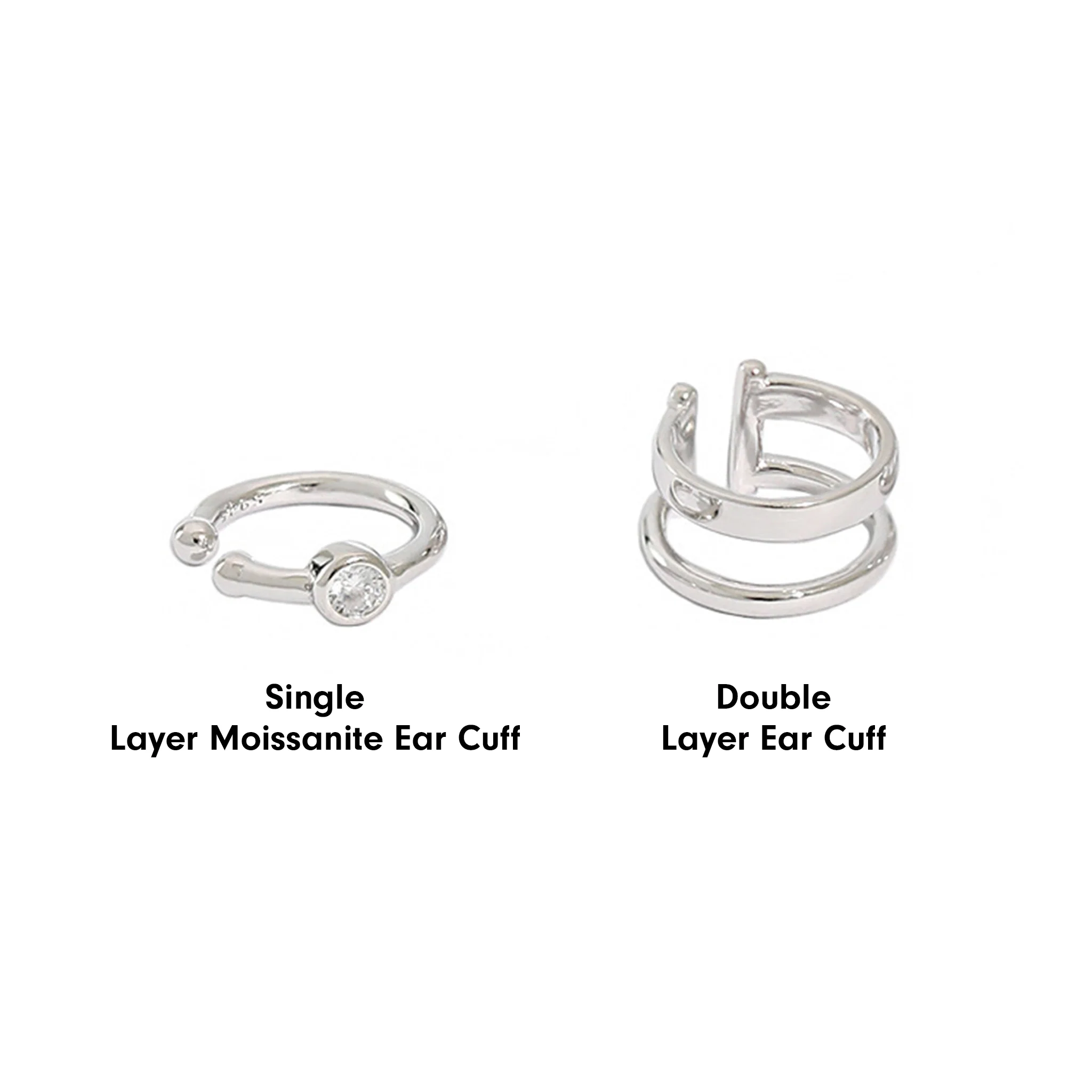 Single/Double-Layer Moissanite Ear Cuff - Image 3